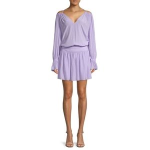 Ramy Brook Gathered Cold Shoulder Mini Dress in Purple